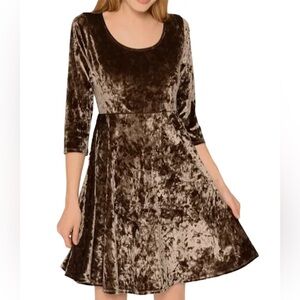 Brown velvet skater dress